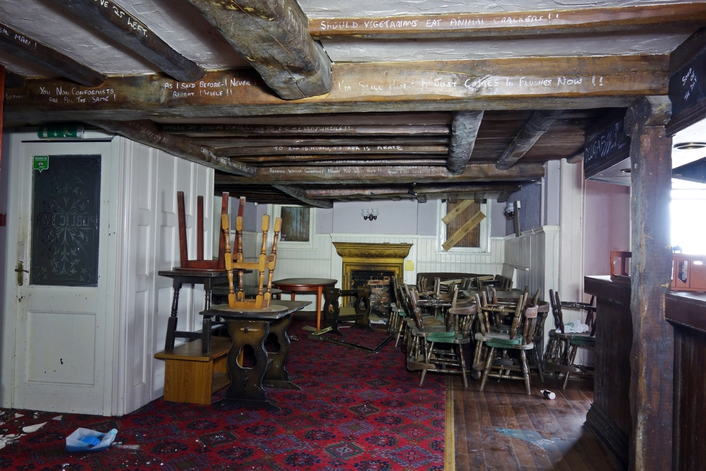 View of the surviving interior, timber beams still intact (Credit: Urbex)