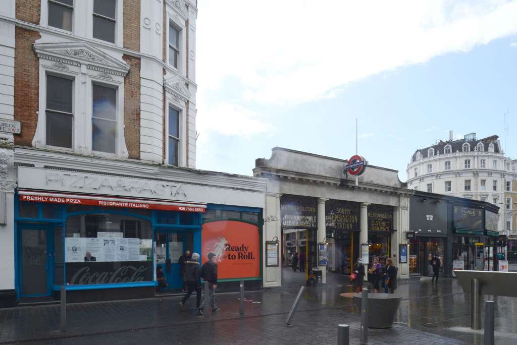 BEFORE: Current view of the northern entrance to South Kensington Station (Credit: Rendered Image Lt