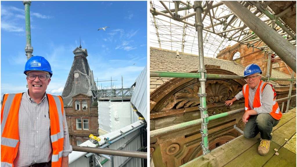 Ed Morton atop the scaffold in June 2023 [Credit: Morton Partnership]