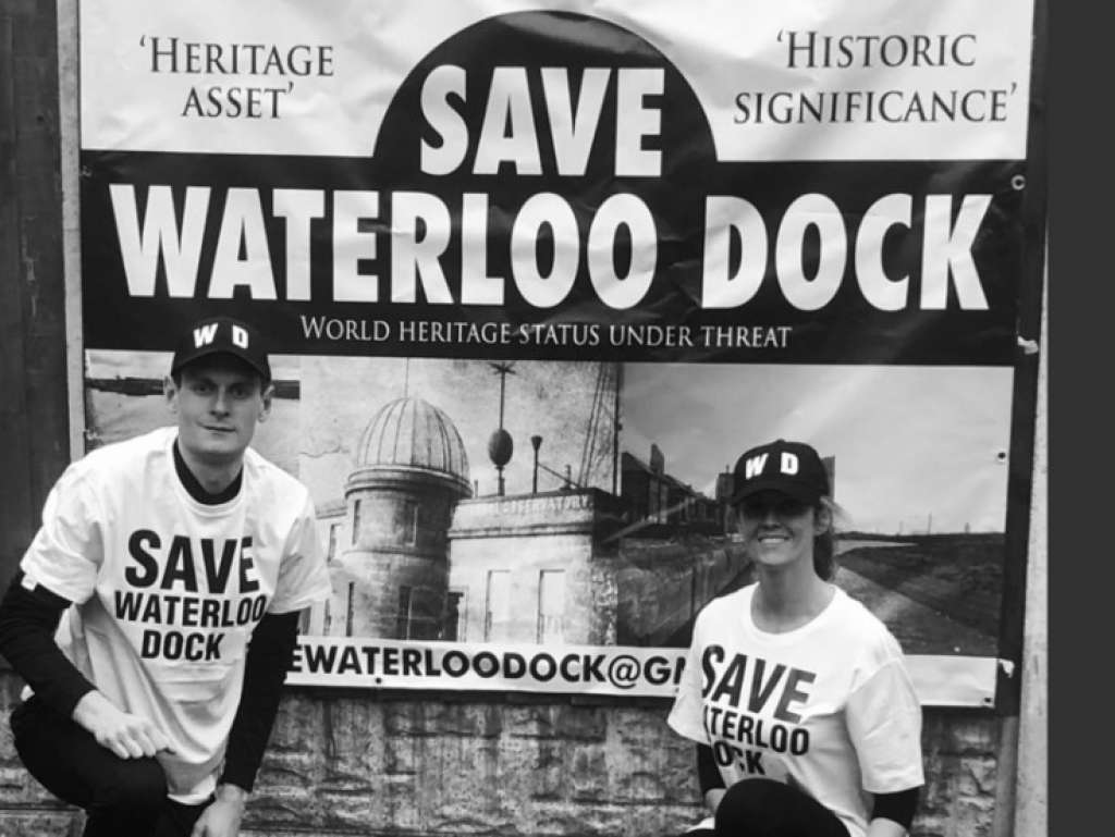Save Waterloo Dock campaigners in Liverpool city centre (Credit: SWD Website)
