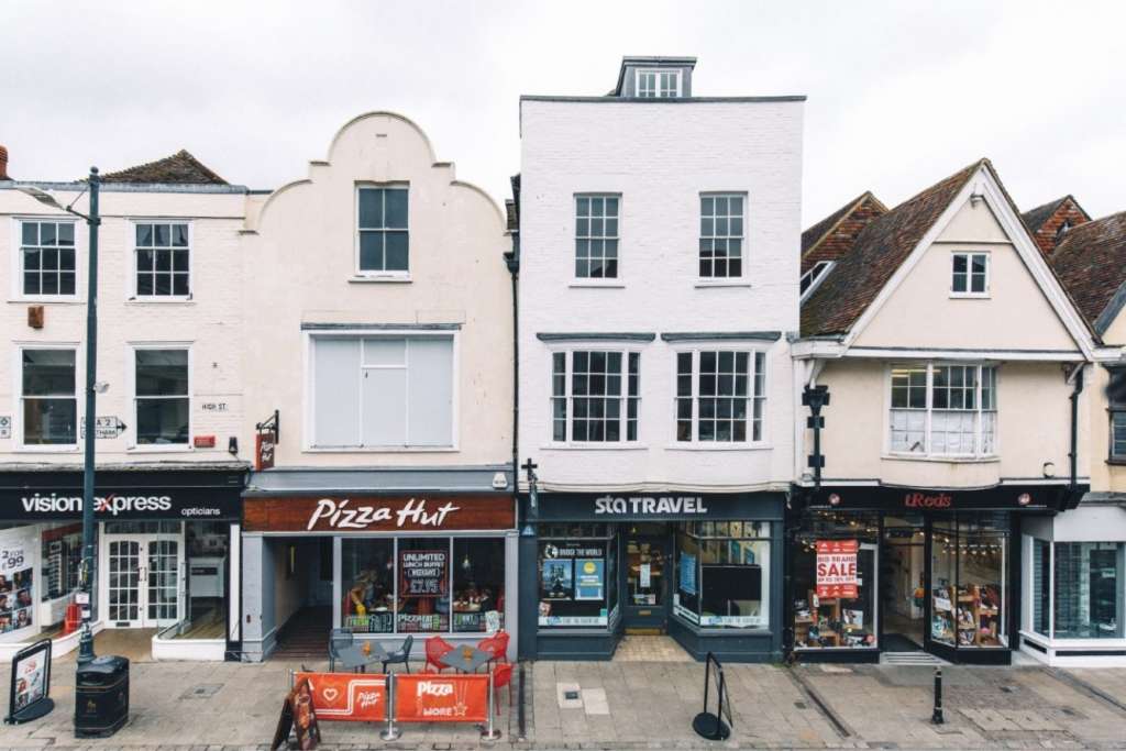 Shops along Canterbury's historic High Street (SBH)