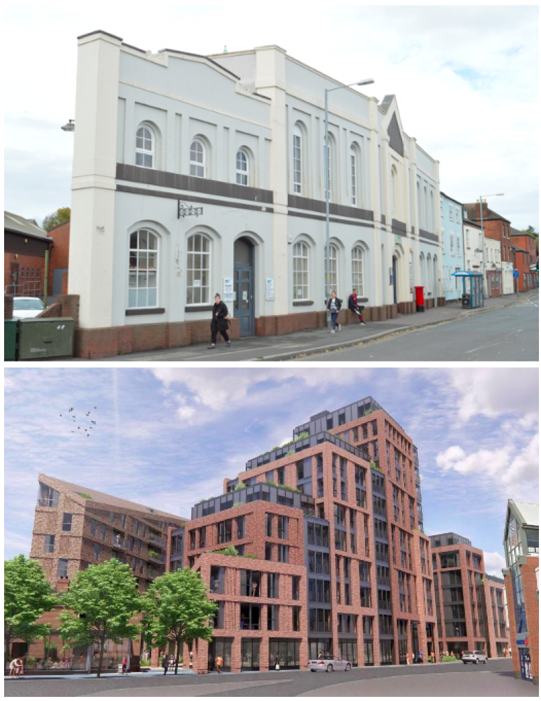 View of Vesta Tilley House before (above) and after (bottom) development (Credit: SBH)