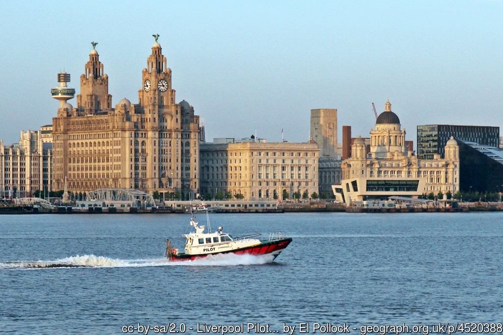 Royal Liver Building, Cunard Building, and Port of Liverpool. Photo El Pollock via Geograph