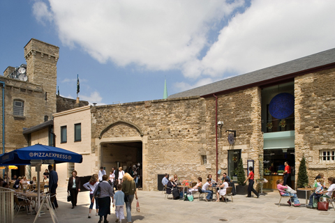 People enjoy the historic setting at Oxford Castle