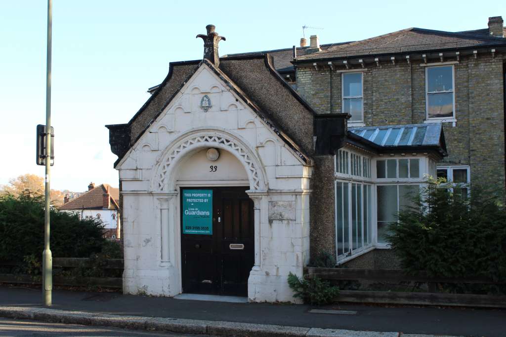 The decorative main entrance onto Lyonsdown Road (Barnet Society)