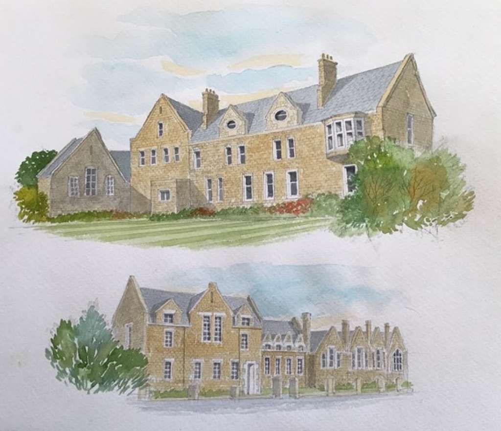 Watercolour by Graham Byfield showing how Cowbridge School could look again (Credit: SAVE Britain's