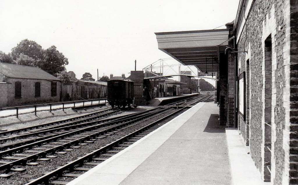 Brandon Station in c.1958, looking west, with the station canopy still in place (Credit: M Fell)