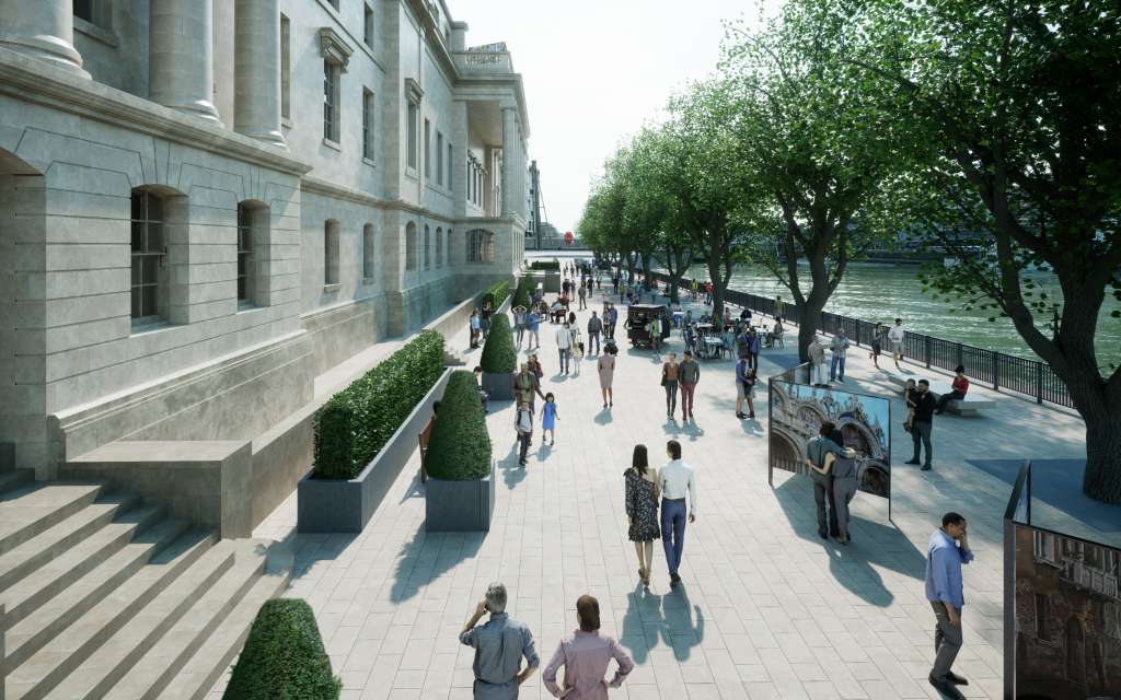 CGI impression of the public quayside from the Georgian Group’s alternative scheme