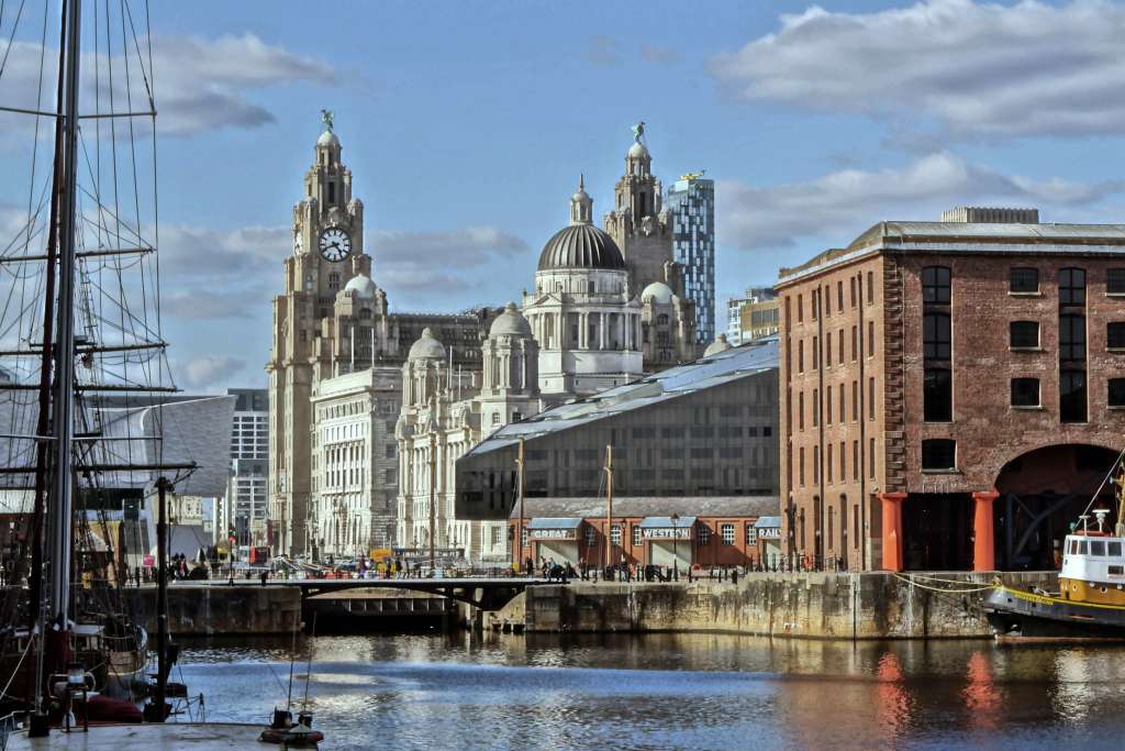 Liverpool's Three Graces seen from Albert Dock (SBH)