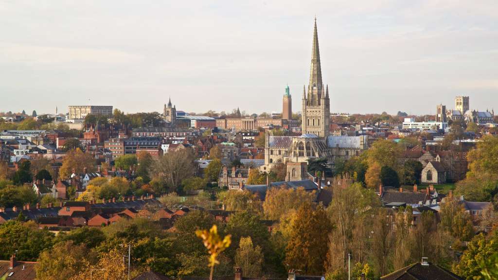The iconic skyline of historic spires is integral to the special character of Norwich (Credit: Visit