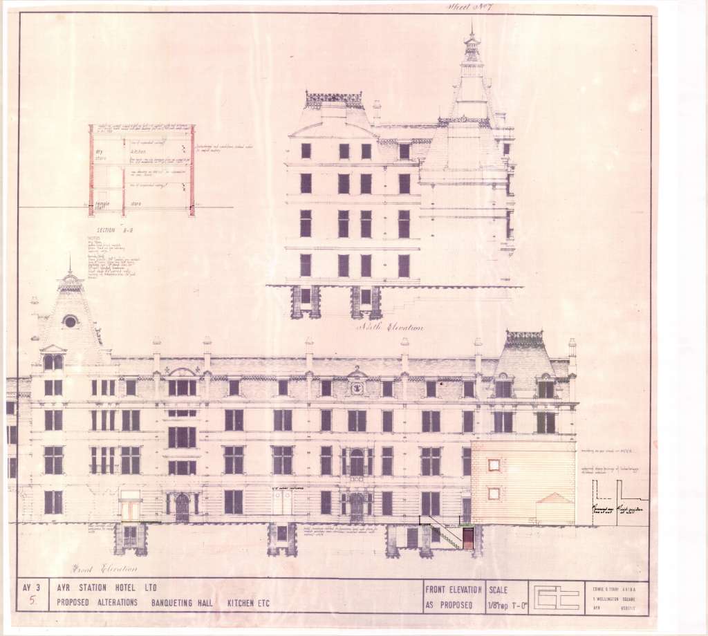 Drawings from 1968 of the hotel's front elevation (National Railway Archive)