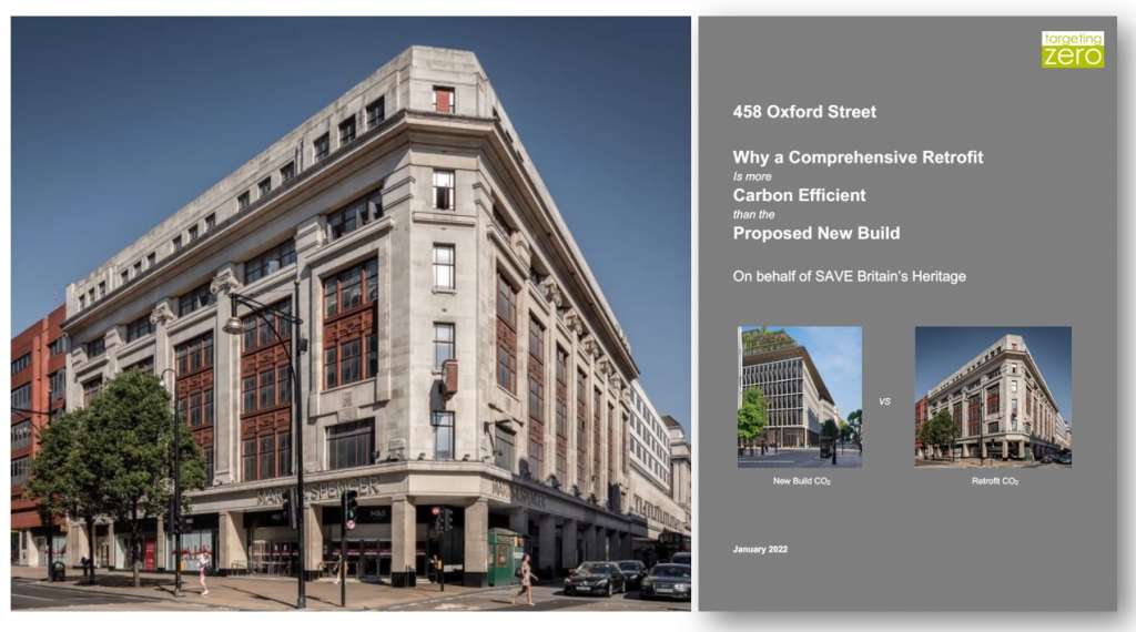 Photo: M&S, 458 Oxford Street and the new report (Credit: Alamy and SBH)