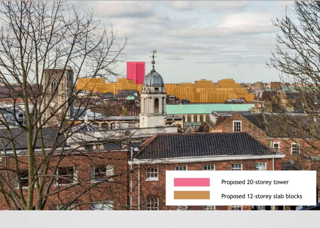 Proposed development as seen from Norwich Castle ramparts (Image: SAVE)